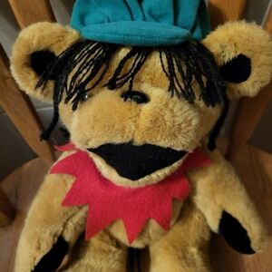 Plush Bear with Red Collar and Green Hat